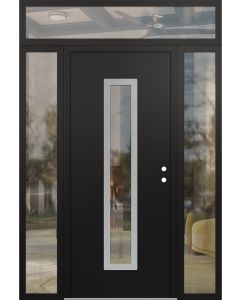 DIAMOND A11 60" X 96" BLACK/BLACK CLEAR GLASS PANEL STAINLESS STEEL LHI WITH 2 SIDELITES AND TRANSOM CLEAR GLASS