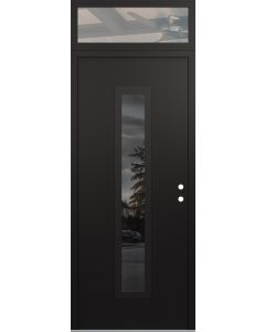 DIAMOND A11 36" X 96" BLACK/BLACK MIRRORED GLASS PANEL BLACK LHI WITH TRANSOM CLEAR GLASS