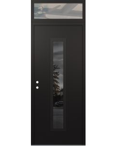 DIAMOND A11 36" X 96" BLACK/BLACK MIRRORED GLASS PANEL BLACK RHI WITH TRANSOM CLEAR GLASS