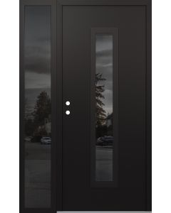DIAMOND A11 52" X 80" BLACK/BLACK MIRRORED GLASS PANEL BLACK RHI WITH SIDELITE MIRRORED GLASS