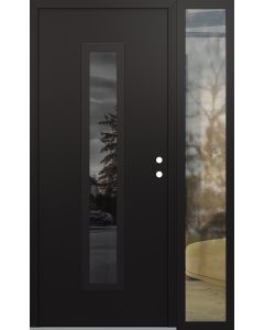 DIAMOND A11 52" X 80" BLACK/BLACK MIRRORED GLASS PANEL BLACK LHI WITH SIDELITE CLEAR GLASS
