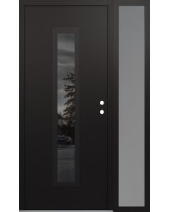 DIAMOND A11 52" X 80" BLACK/BLACK MIRRORED GLASS PANEL BLACK LHI WITH SIDELITE FROSTED GLASS