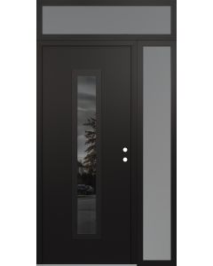 DIAMOND A11 52" X 96" BLACK/BLACK MIRRORED GLASS PANEL BLACK LHI WITH SIDELITE AND TRANSOM FROSTED GLASS
