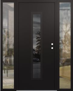 DIAMOND A11 68" X 80" BLACK/BLACK MIRRORED GLASS PANEL BLACK LHI WITH 2 SIDELITES CLEAR GLASS
