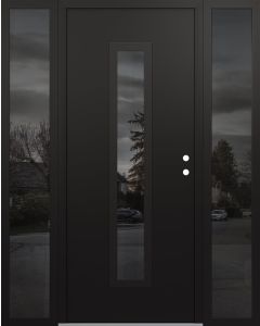 DIAMOND A11 68" X 80" BLACK/BLACK MIRRORED GLASS PANEL BLACK LHI WITH 2 SIDELITES MIRRORED GLASS