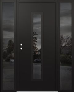 DIAMOND A11 68" X 80" BLACK/BLACK MIRRORED GLASS PANEL BLACK RHI WITH 2 SIDELITES MIRRORED GLASS