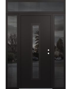 DIAMOND A11 64" X 96" BLACK/BLACK MIRRORED GLASS PANEL BLACK LHI WITH 2 SIDELITES AND TRANSOM MIRRORED GLASS