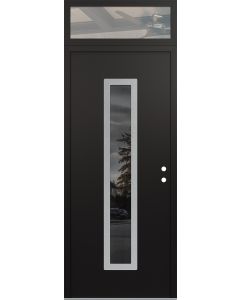 DIAMOND A11 36" X 96" BLACK/BLACK MIRRORED GLASS PANEL STAINLESS STEEL LHI WITH TRANSOM CLEAR GLASS