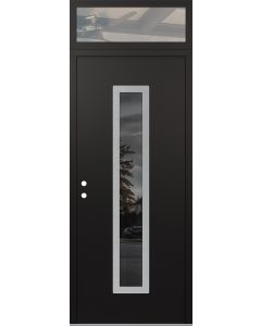 DIAMOND A11 36" X 96" BLACK/BLACK MIRRORED GLASS PANEL STAINLESS STEEL RHI WITH TRANSOM CLEAR GLASS