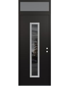 DIAMOND A11 36" X 96" BLACK/BLACK MIRRORED GLASS PANEL STAINLESS STEEL LHI WITH TRANSOM FROSTED GLASS