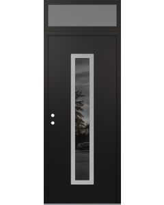 DIAMOND A11 36" X 96" BLACK/BLACK MIRRORED GLASS PANEL STAINLESS STEEL RHI WITH TRANSOM FROSTED GLASS