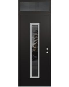 DIAMOND A11 36" X 96" BLACK/BLACK MIRRORED GLASS PANEL STAINLESS STEEL LHI WITH TRANSOM MIRRORED GLASS