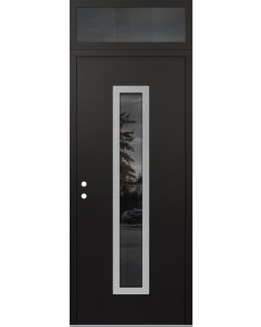 DIAMOND A11 36" X 96" BLACK/BLACK MIRRORED GLASS PANEL STAINLESS STEEL RHI WITH TRANSOM MIRRORED GLASS