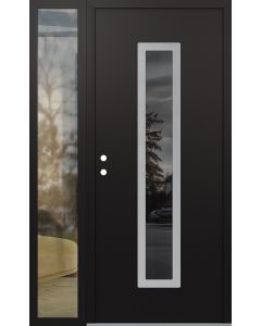 DIAMOND A11 48" X 80" BLACK/BLACK MIRRORED GLASS PANEL STAINLESS STEEL RHI WITH SIDELITE CLEAR GLASS