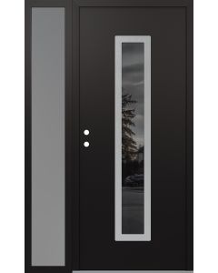 DIAMOND A11 50" X 80" BLACK/BLACK MIRRORED GLASS PANEL STAINLESS STEEL RHI WITH SIDELITE FROSTED GLASS