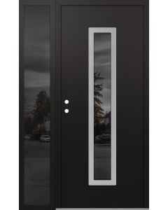 DIAMOND A11 52" X 80" BLACK/BLACK MIRRORED GLASS PANEL STAINLESS STEEL RHI WITH SIDELITE MIRRORED GLASS