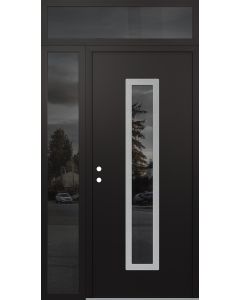 DIAMOND A11 52" X 96" BLACK/BLACK MIRRORED GLASS PANEL STAINLESS STEEL RHI WITH SIDELITE AND TRANSOM MIRRORED GLASS