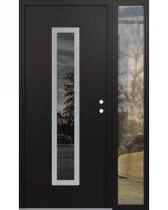 DIAMOND A11 48" X 80" BLACK/BLACK MIRRORED GLASS PANEL STAINLESS STEEL LHI WITH SIDELITE CLEAR GLASS