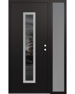 DIAMOND A11 48" X 80" BLACK/BLACK MIRRORED GLASS PANEL STAINLESS STEEL LHI WITH SIDELITE FROSTED GLASS