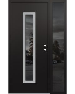 DIAMOND A11 52" X 80" BLACK/BLACK MIRRORED GLASS PANEL STAINLESS STEEL LHI WITH SIDELITE MIRRORED GLASS