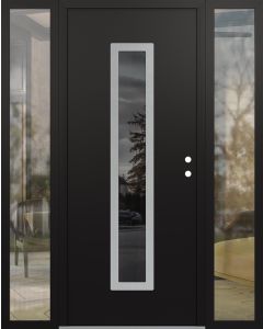 DIAMOND A11 64" X 80" BLACK/BLACK MIRRORED GLASS PANEL STAINLESS STEEL LHI WITH 2 SIDELITES CLEAR GLASS
