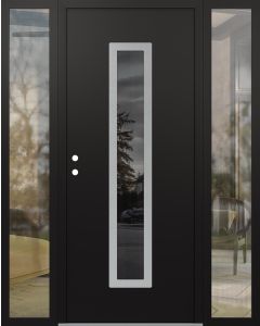 DIAMOND A11 64" X 80" BLACK/BLACK MIRRORED GLASS PANEL STAINLESS STEEL RHI WITH 2 SIDELITES CLEAR GLASS