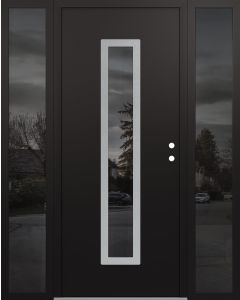 DIAMOND A11 68" X 80" BLACK/BLACK MIRRORED GLASS PANEL STAINLESS STEEL LHI WITH 2 SIDELITES MIRRORED GLASS