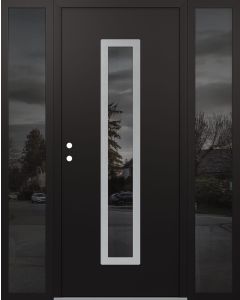 DIAMOND A11 68" X 80" BLACK/BLACK MIRRORED GLASS PANEL STAINLESS STEEL RHI WITH 2 SIDELITES MIRRORED GLASS