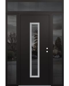 DIAMOND A11 60" X 96" BLACK/BLACK MIRRORED GLASS PANEL STAINLESS STEEL LHI WITH 2 SIDELITES AND TRANSOM MIRRORED GLASS