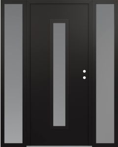 DIAMOND A11 68" X 80" BLACK/WHITE FROSTED GLASS PANEL BLACK LHI WITH 2 SIDELITES FROSTED GLASS