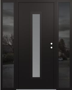 DIAMOND A11 60" X 80" BLACK/WHITE FROSTED GLASS PANEL BLACK LHI WITH 2 SIDELITES MIRRORED GLASS