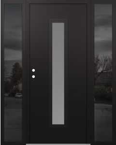 DIAMOND A11 60" X 80" BLACK/WHITE FROSTED GLASS PANEL BLACK RHI WITH 2 SIDELITES MIRRORED GLASS