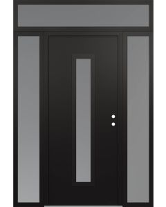 DIAMOND A11 68" X 96" BLACK/WHITE FROSTED GLASS PANEL BLACK LHI WITH 2 SIDELITES AND TRANSOM FROSTED GLASS