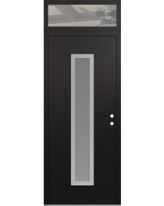 DIAMOND A11 36" X 96" BLACK/WHITE FROSTED GLASS PANEL STAINLESS STEEL LHI WITH TRANSOM CLEAR GLASS