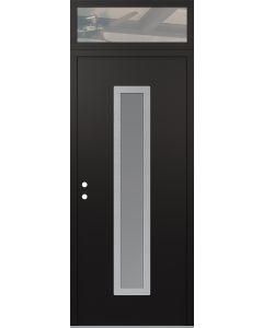 DIAMOND A11 36" X 96" BLACK/WHITE FROSTED GLASS PANEL STAINLESS STEEL RHI WITH TRANSOM CLEAR GLASS