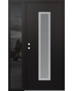 DIAMOND A11 52" X 80" BLACK/WHITE FROSTED GLASS PANEL STAINLESS STEEL RHI WITH SIDELITE MIRRORED GLASS