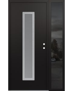 DIAMOND A11 52" X 80" BLACK/WHITE FROSTED GLASS PANEL STAINLESS STEEL LHI WITH SIDELITE MIRRORED GLASS