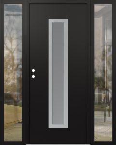 DIAMOND A11 64" X 80" BLACK/WHITE FROSTED GLASS PANEL STAINLESS STEEL RHI WITH 2 SIDELITES CLEAR GLASS