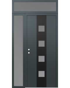 DIAMOND A12 48" X 96" ANTHRACITE/ANTHRACITE FROSTED GLASS PANEL BLACK RHI WITH SIDELITE AND TRANSOM FROSTED GLASS