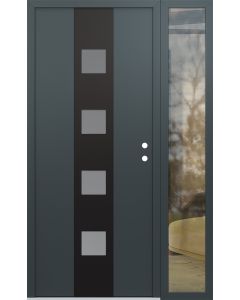 DIAMOND A12 48" X 80" ANTHRACITE/ANTHRACITE FROSTED GLASS PANEL BLACK LHI WITH SIDELITE CLEAR GLASS