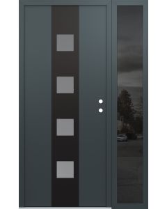 DIAMOND A12 50" X 80" ANTHRACITE/ANTHRACITE FROSTED GLASS PANEL BLACK LHI WITH SIDELITE MIRRORED GLASS