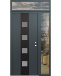 DIAMOND A12 52" X 96" ANTHRACITE/ANTHRACITE FROSTED GLASS PANEL BLACK LHI WITH SIDELITE AND TRANSOM CLEAR GLASS