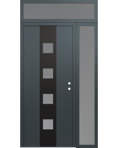 DIAMOND A12 48" X 96" ANTHRACITE/ANTHRACITE FROSTED GLASS PANEL BLACK LHI WITH SIDELITE AND TRANSOM FROSTED GLASS