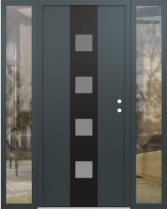 DIAMOND A12 68" X 80" ANTHRACITE/ANTHRACITE FROSTED GLASS PANEL BLACK LHI WITH 2 SIDELITES CLEAR GLASS