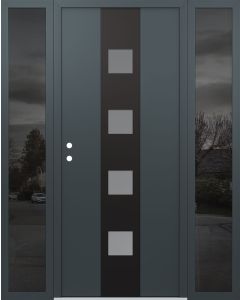 DIAMOND A12 60" X 80" ANTHRACITE/ANTHRACITE FROSTED GLASS PANEL BLACK RHI WITH 2 SIDELITES MIRRORED GLASS