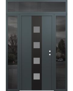 DIAMOND A12 60" X 96" ANTHRACITE/ANTHRACITE FROSTED GLASS PANEL BLACK LHI WITH 2 SIDELITES AND TRANSOM MIRRORED GLASS