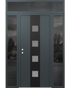 DIAMOND A12 68" X 96" ANTHRACITE/ANTHRACITE FROSTED GLASS PANEL BLACK RHI WITH 2 SIDELITES AND TRANSOM MIRRORED GLASS