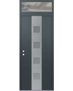 DIAMOND A12 36" X 96" ANTHRACITE/ANTHRACITE FROSTED GLASS PANEL STAINLESS STEEL RHI WITH TRANSOM CLEAR GLASS