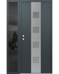 DIAMOND A12 52" X 80" ANTHRACITE/ANTHRACITE FROSTED GLASS PANEL STAINLESS STEEL RHI WITH SIDELITE MIRRORED GLASS