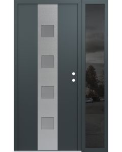 DIAMOND A12 52" X 80" ANTHRACITE/ANTHRACITE FROSTED GLASS PANEL STAINLESS STEEL LHI WITH SIDELITE MIRRORED GLASS